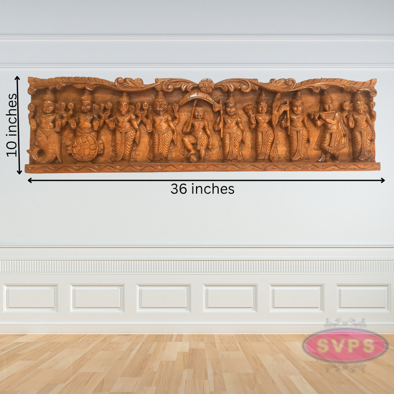 Wooden Carved Dasavatharam Wall Hanging