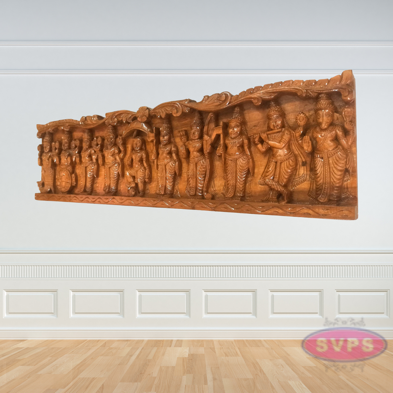 Wooden Carved Dasavatharam Wall Hanging