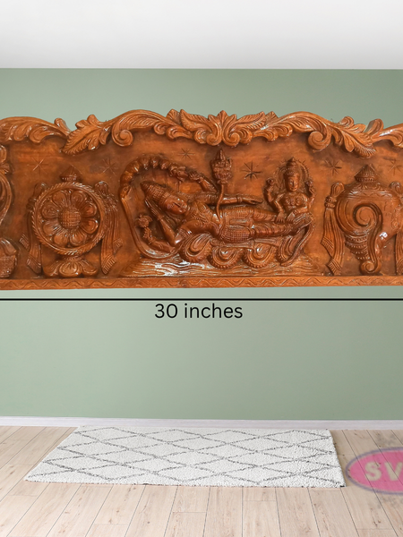 Wooden Carving Tiruparkadal Ranganathar With Thayar Wallhanging
