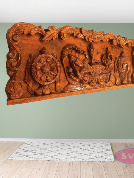 Wooden Carving Tiruparkadal Ranganathar With Thayar Wallhanging