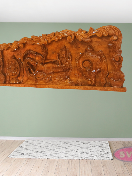 Wooden Carving Tiruparkadal Ranganathar With Thayar Wallhanging