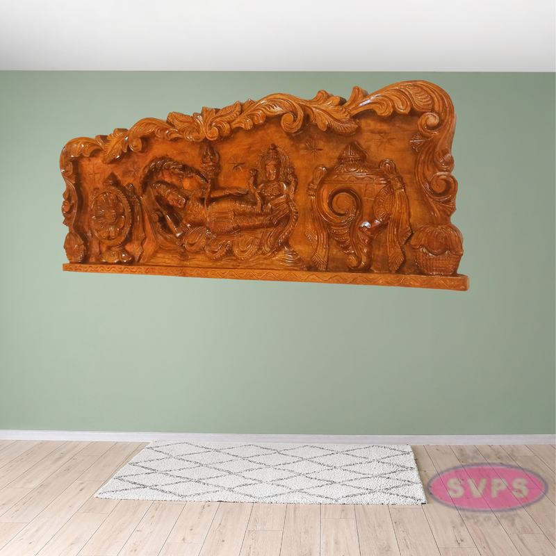 Wooden Carving Tiruparkadal Ranganathar With Thayar Wallhanging