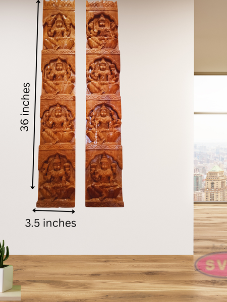 Wooden Gajalakshmi Wall Panal / Vertical