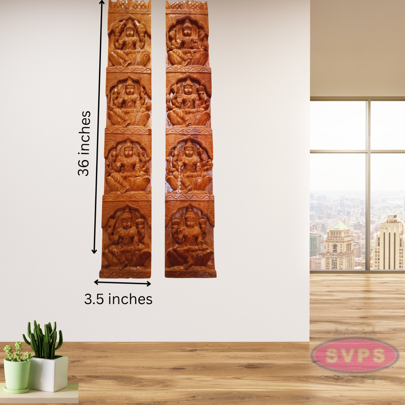 Wooden Gajalakshmi Wall Panal / Vertical
