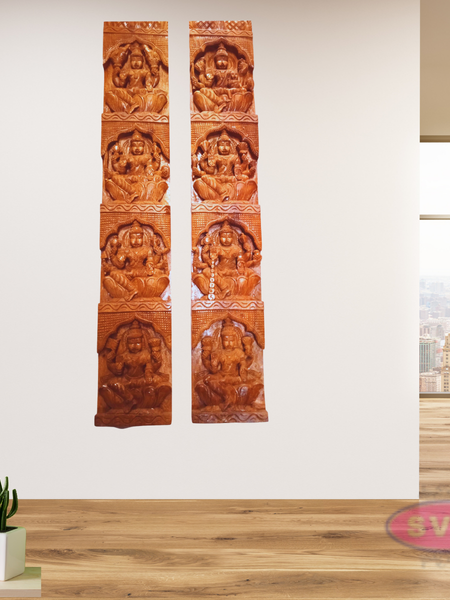 Wooden Gajalakshmi Wall Panal / Vertical