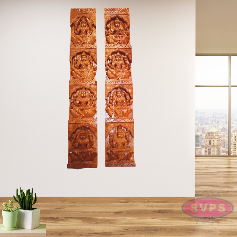 Wooden Gajalakshmi Wall Panal / Vertical