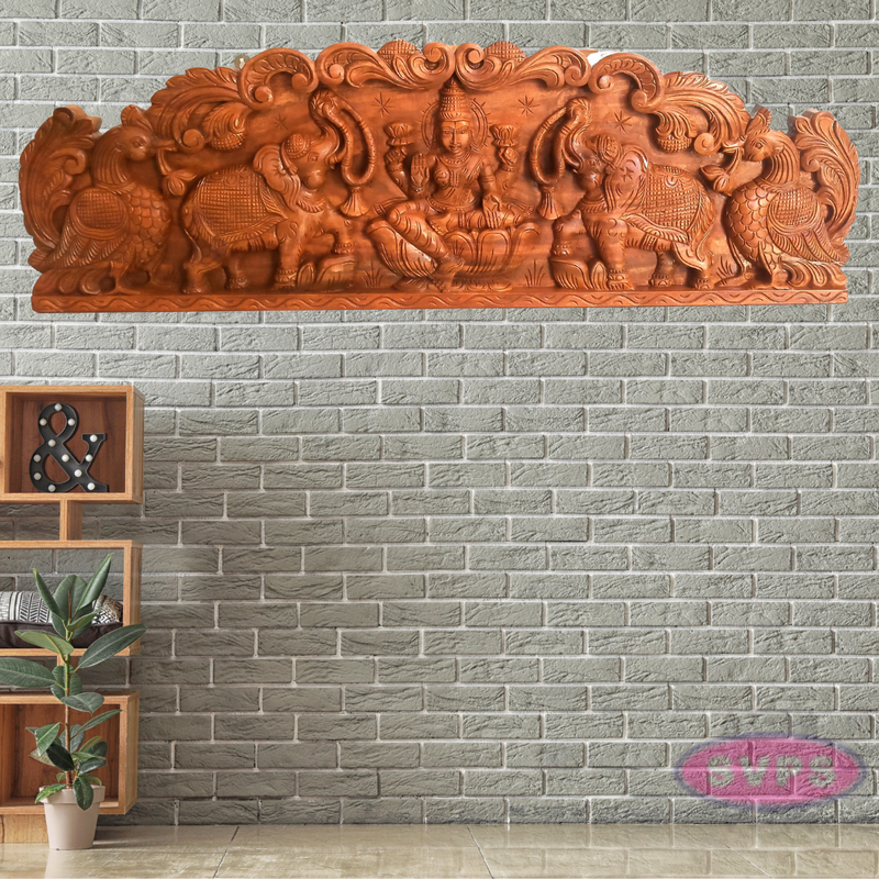 Wooden Gajalakshmmi Wall Hanging