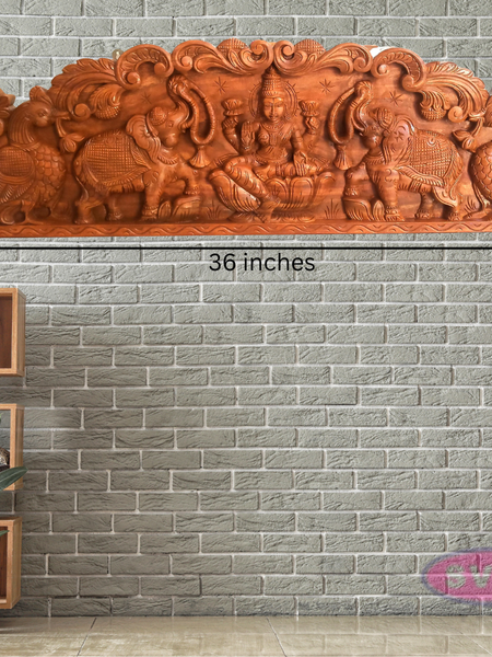 Wooden Gajalakshmmi Wall Hanging