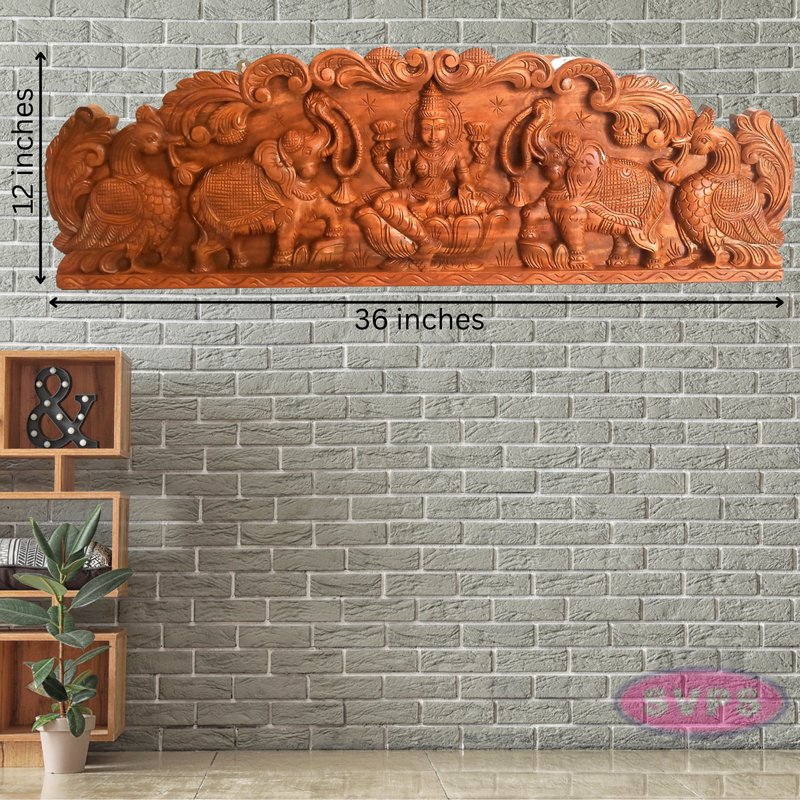 Wooden Gajalakshmmi Wall Hanging