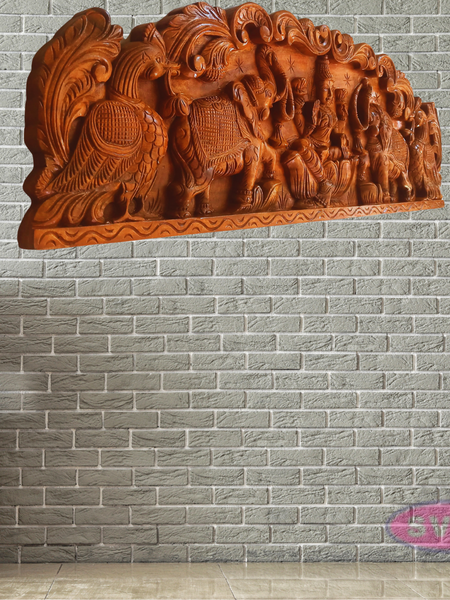 Wooden Gajalakshmmi Wall Hanging