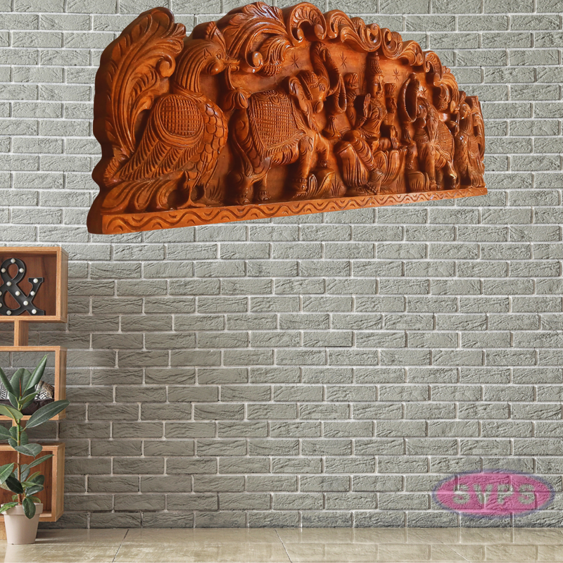 Wooden Gajalakshmmi Wall Hanging