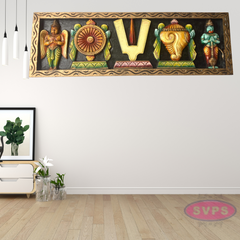 Wooden Thenkalai Thiruman sangu Chakram Wall Hanging