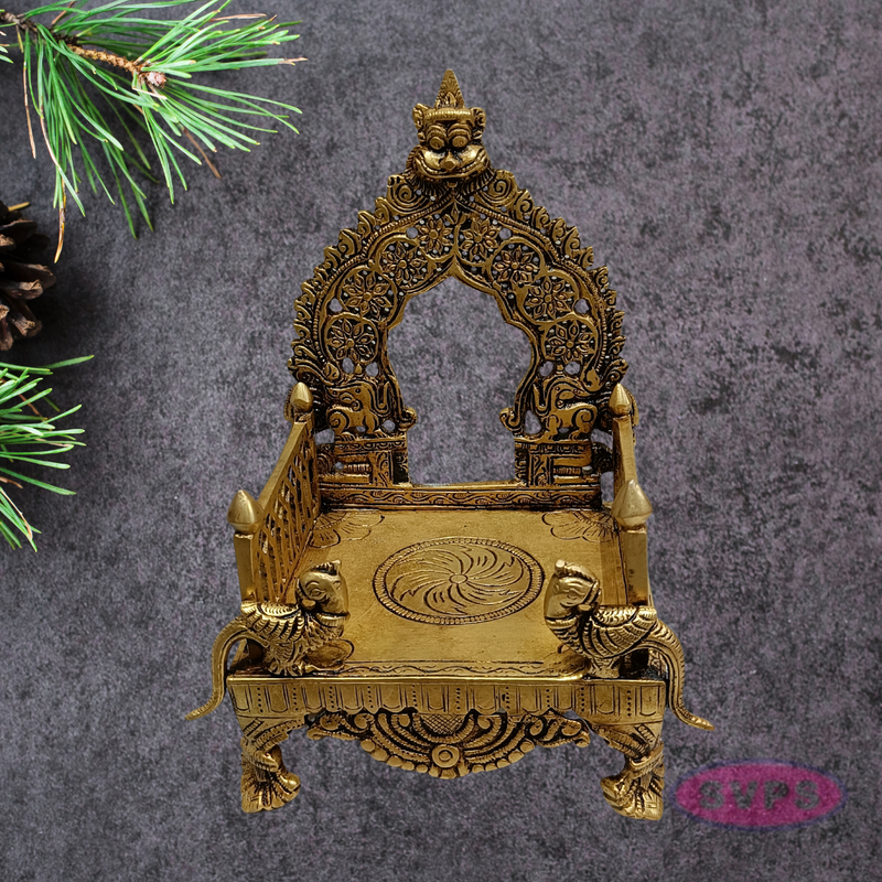 Decorative Brass Simhasanam | Antique Gold Deity Throne for Home Mandir