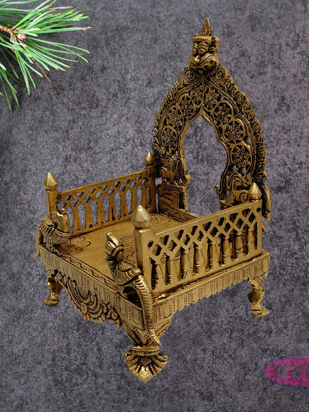 Decorative Brass Simhasanam | Antique Gold Deity Throne for Home Mandir