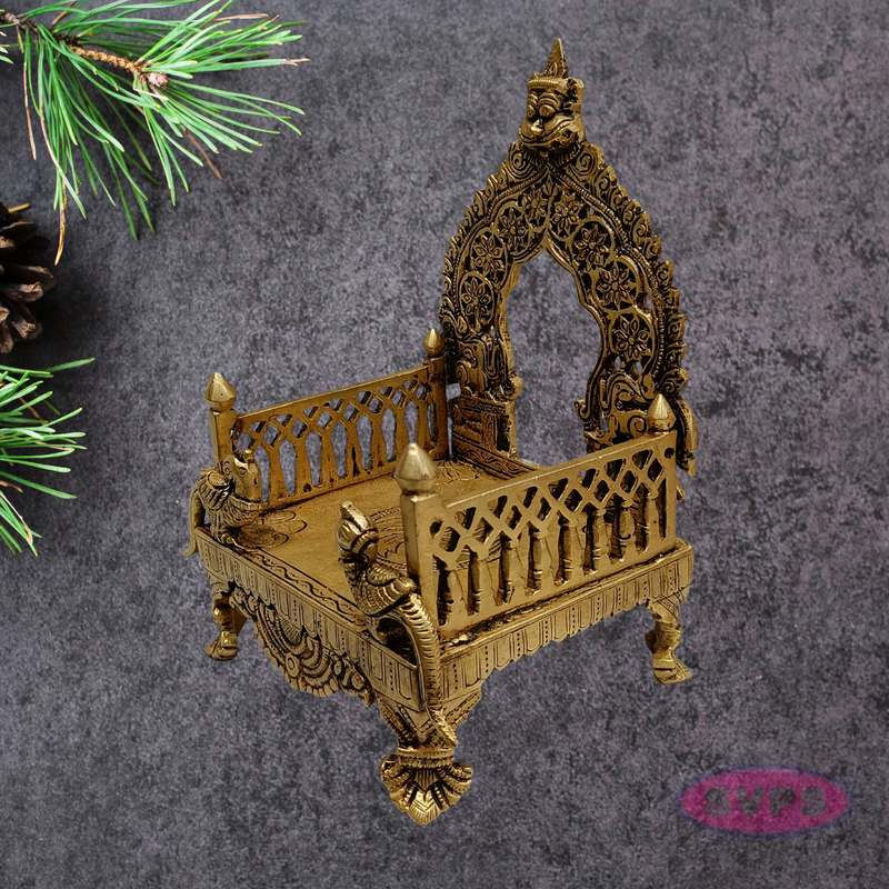 Decorative Brass Simhasanam | Antique Gold Deity Throne for Home Mandir