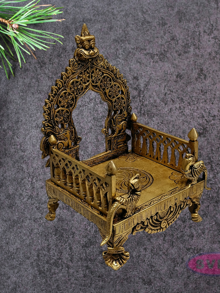 Decorative Brass Simhasanam | Antique Gold Deity Throne for Home Mandir
