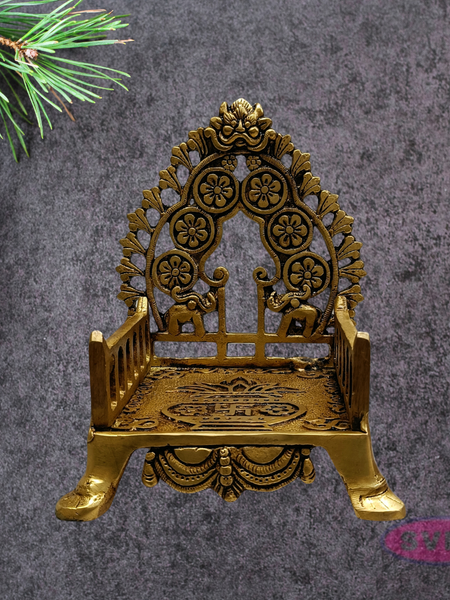 Brass Deity Throne (Simhasanam) | Traditional Temple Design with Floral Details