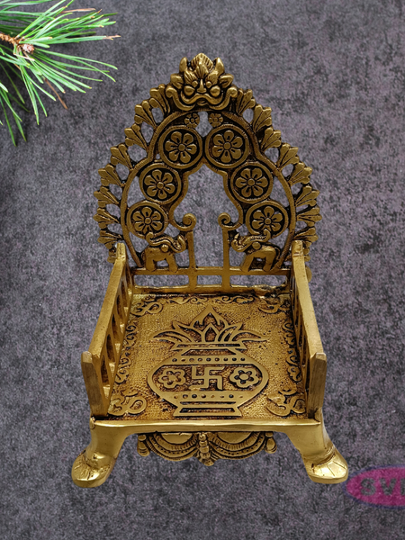 Brass Deity Throne (Simhasanam) | Traditional Temple Design with Floral Details