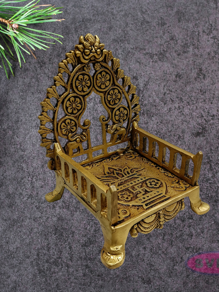 Brass Deity Throne (Simhasanam) | Traditional Temple Design with Floral Details