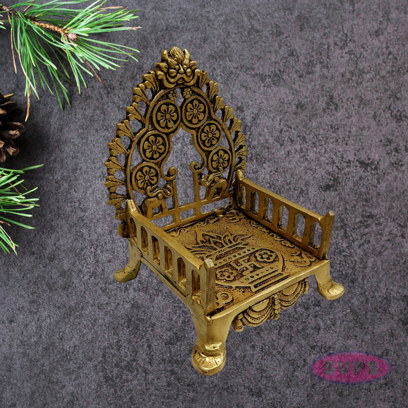 Brass Deity Throne (Simhasanam) | Traditional Temple Design with Floral Details