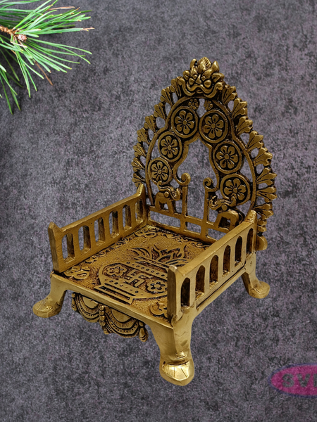 Brass Deity Throne (Simhasanam) | Traditional Temple Design with Floral Details