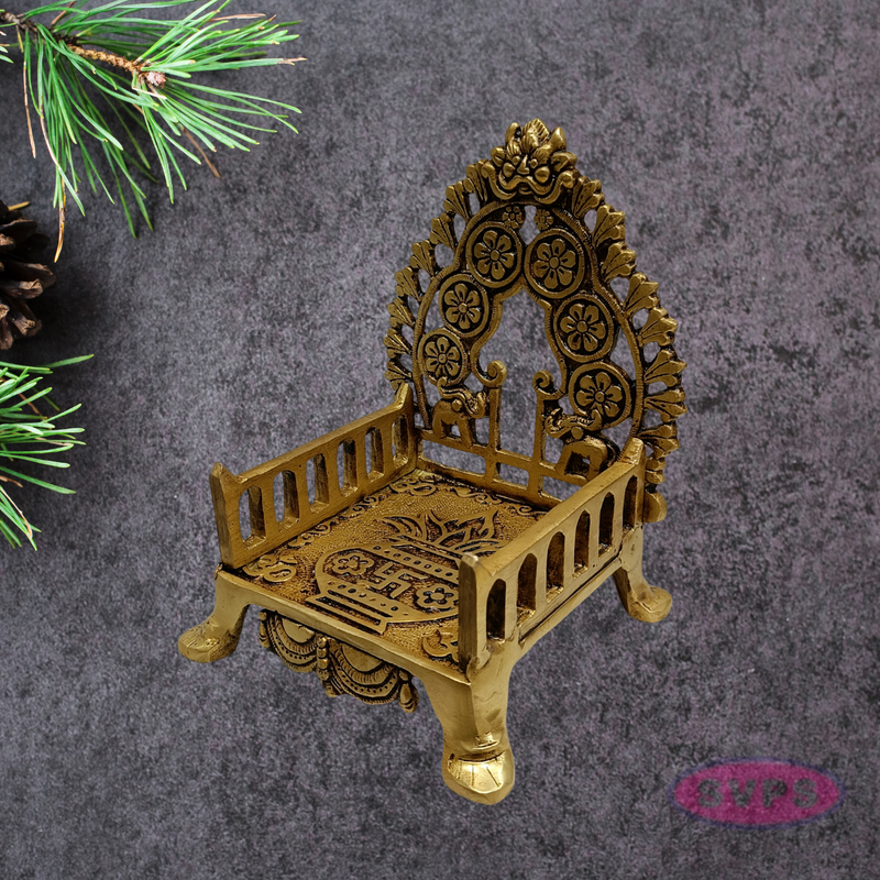Brass Deity Throne (Simhasanam) | Traditional Temple Design with Floral Details