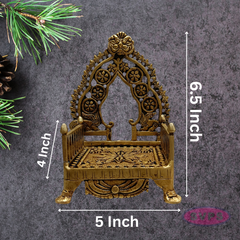 Traditional Brass Deity Simhasanam | Antique Gold Finish Temple Throne for God Idols