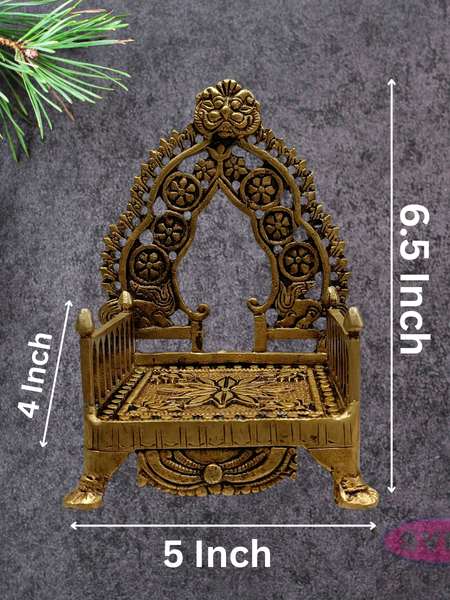 Traditional Brass Deity Simhasanam | Antique Gold Finish Temple Throne for God Idols