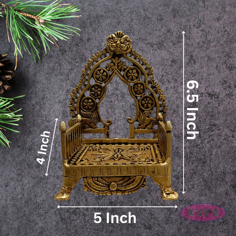Traditional Brass Deity Simhasanam | Antique Gold Finish Temple Throne for God Idols