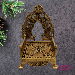 Traditional Brass Deity Simhasanam | Antique Gold Finish Temple Throne for God Idols