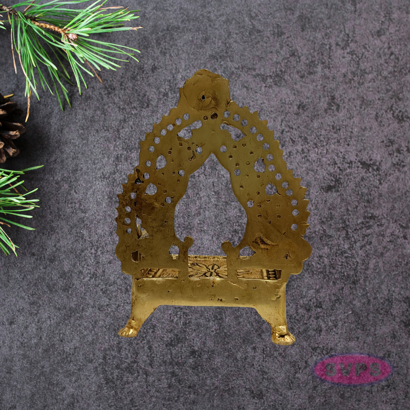 Traditional Brass Deity Simhasanam | Antique Gold Finish Temple Throne for God Idols