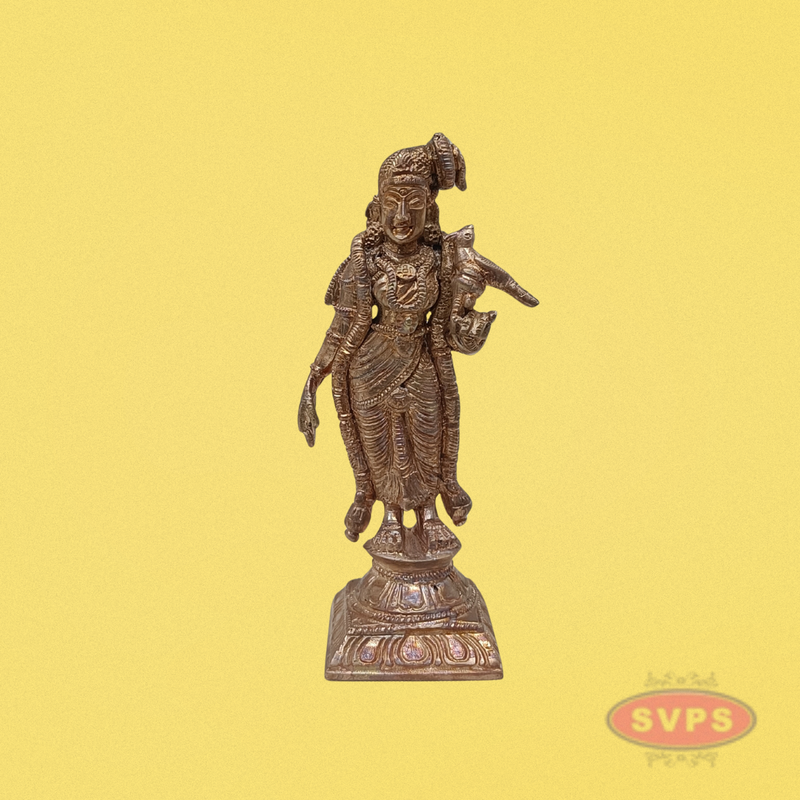 Panchalogam Andal With Parrot Statue