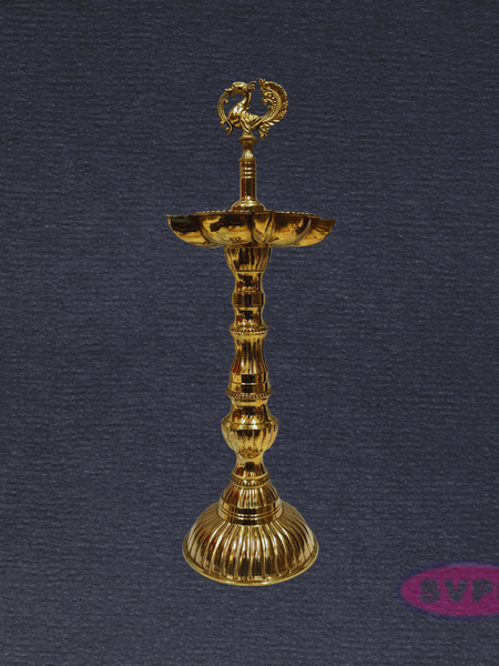 Brass Annapakshi Kuthu Vilakku 10 Inches – Lotus Base Standing Diya