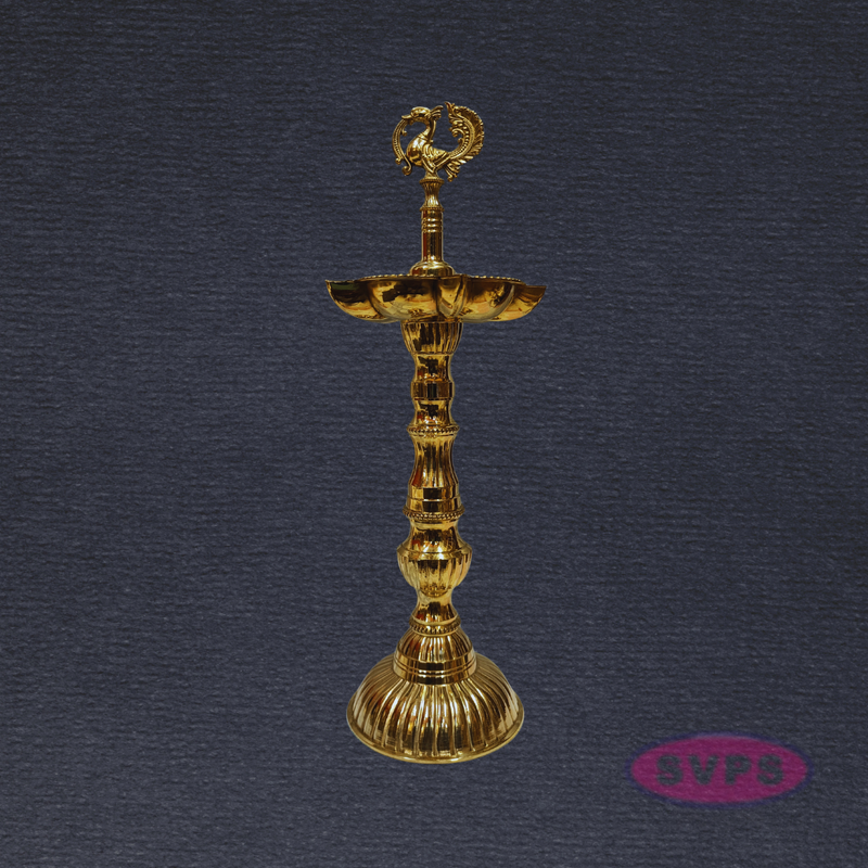 Brass Annapakshi Kuthu Vilakku 10 Inches – Lotus Base Standing Diya