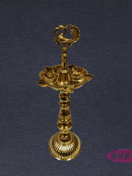 Brass Annapakshi Kuthu Vilakku 10 Inches – Lotus Base Standing Diya