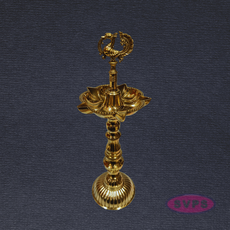 Brass Annapakshi Kuthu Vilakku 10 Inches – Lotus Base Standing Diya