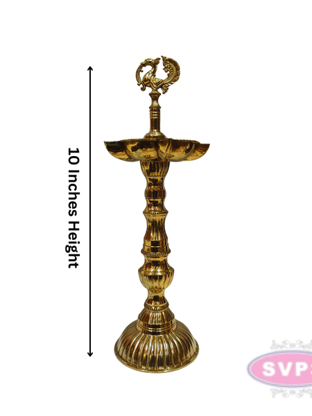 Brass Annapakshi Kuthu Vilakku 10 Inches – Lotus Base Standing Diya