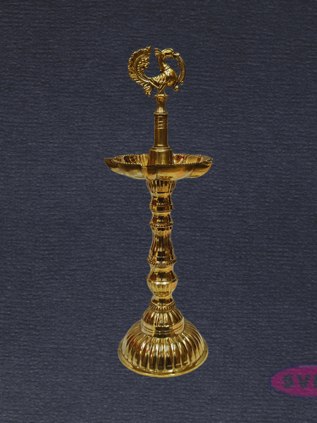 Traditional Brass Annapakshi Standing Diya – 11 Inches