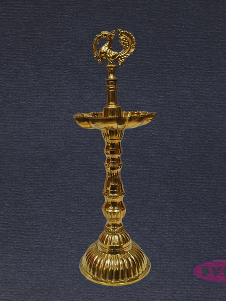 Traditional Brass Annapakshi Standing Diya – 11 Inches