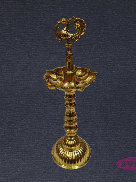Traditional Brass Annapakshi Standing Diya – 11 Inches