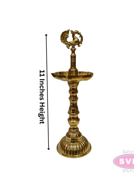 Traditional Brass Annapakshi Standing Diya – 11 Inches