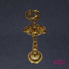 Brass Annapakshi Kuthu Vilakku 12 Inches – Lotus Base Traditional Standing Diya