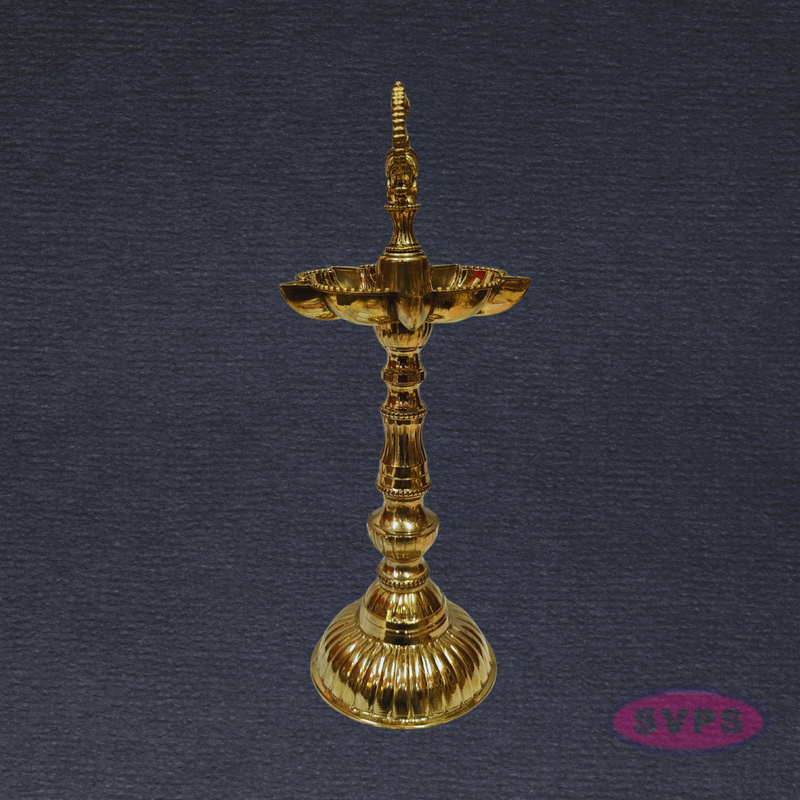 Brass Annapakshi Kuthu Vilakku 12 Inches – Lotus Base Traditional Standing Diya