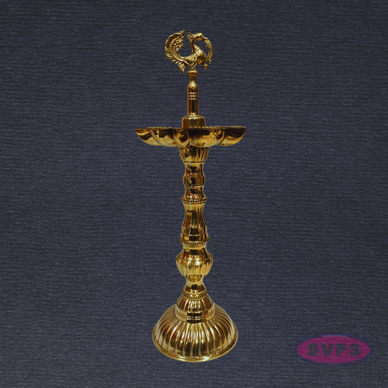 Brass Annapakshi Kuthu Vilakku 12 Inches – Lotus Base Traditional Standing Diya