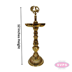 Brass Annapakshi Kuthu Vilakku 12 Inches – Lotus Base Traditional Standing Diya