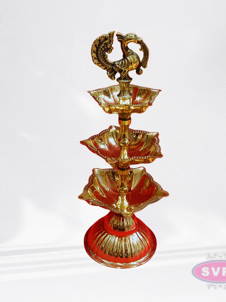 Brass Peacock Vilakku / 3 Sizes and Layers