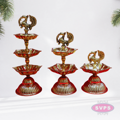 Brass Peacock Vilakku / 3 Sizes and Layers