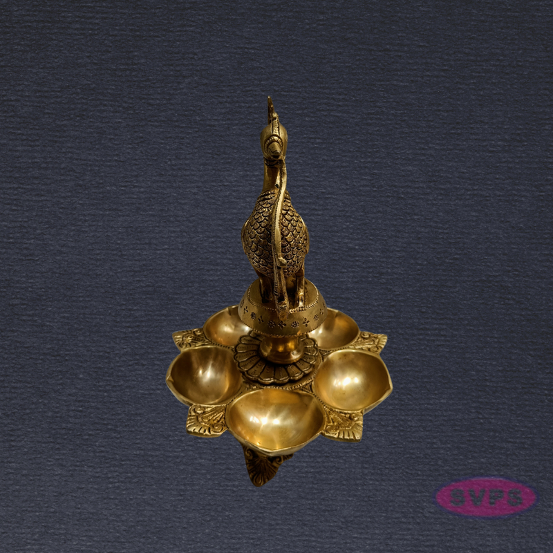 Auspicious Peacock Annam Brass Vilakku – Ideal for Pooja Room