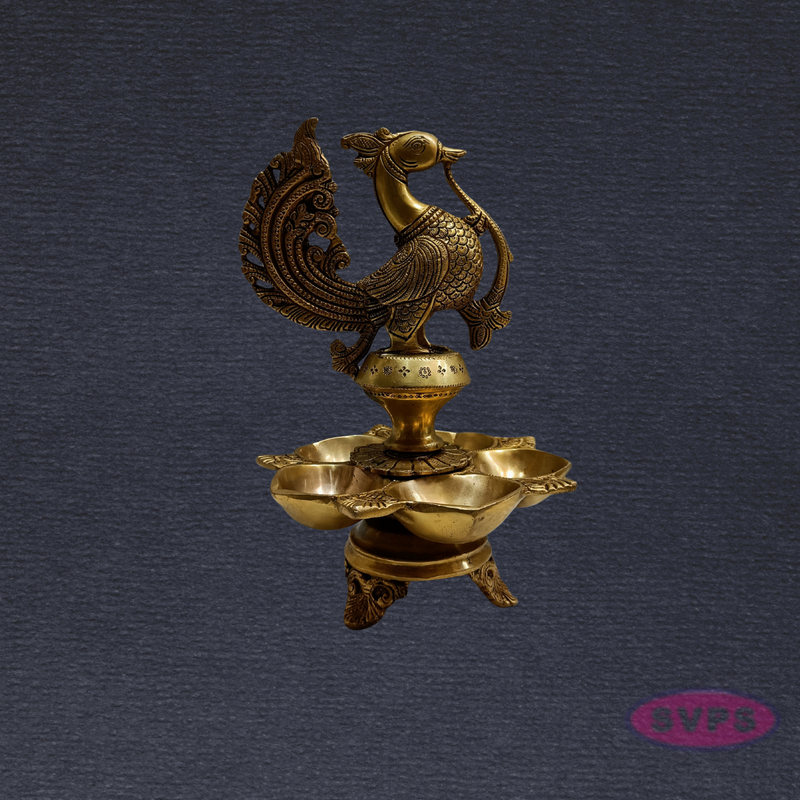 Auspicious Peacock Annam Brass Vilakku – Ideal for Pooja Room