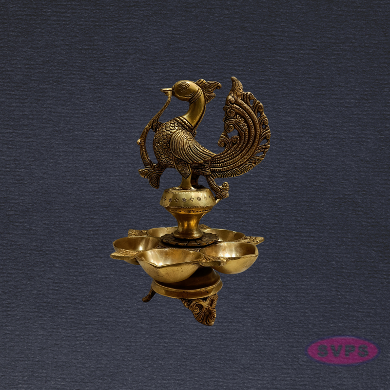 Auspicious Peacock Annam Brass Vilakku – Ideal for Pooja Room